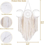 ANROYE White Triple Moon Goddess Macrame Wall Hanging, Boho Crescent Dream Catcher, Bohemian Dreamcatcher for Women Bedroom, Woven Tapestry-Witchcraft Gift, Pagan Decor for Adults Decoration