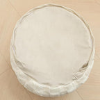 Round Pouf Ottoman Boho Poof Home Decor Floor Pouffe Ottoman Foot Rest for Couch Sofa Bean Bag Chairs Living Room Bedroom 20 x 20 x 14 Inches Ivory Checkered Pouf with Filler