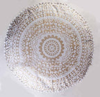 Indian Mandala Floor Pillow Pouf Cover Ethnic Sofa Cover Footstool Cotton Cushion Cover Ottoman Cover Kids Bean Bag Case Decorative Meditation Seating Throw