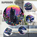 Dermijer Blacklight Black Cat Tapestry UV Reactive Moon Stars Floral Wall Hanging Tapestry Moonlit Garden Home Decor for Bedroom Living Room Dorm 59.1L x 51.2W