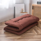 MAXYOYO Japanese Floor Mattress Futon Mattress, Thicken Tatami Mat Sleeping Pad Foldable Roll Up Mattress Boys Girls Dormitory Mattress Pad Floor Lounger Bed, Coffee, Queen