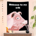 Welcome To My Crib Tapestry 36x48 Inches Funky Meme Funny Tapestry for Bedroom Vertical Fun Black Wall Tapestries Wall Hanging Arts Cute Posters for Bedroom Teens Kids Room Decoration Christmas Gifts