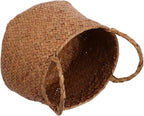 Cabilock Seagrass Bin Flower Girl Basket Storage Basket Lid Straw Bag for Living Room Decor