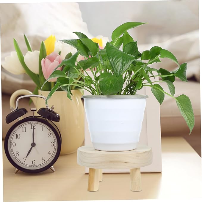 Boho Style Decor Plant Stand Outdoor Indoor Flowerpot Bracket Wooden Plant Riser Bonsai Shelf