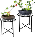 15" Tall Metal Plant Stand, 2 Pack 11" Wide Round Plant Stand for Flower Pots Up to 100lbs, Rustproof Iron Plant Holder for Indoor Outdoor Use, Easy Assemble Flower Stand for Home Garden Display