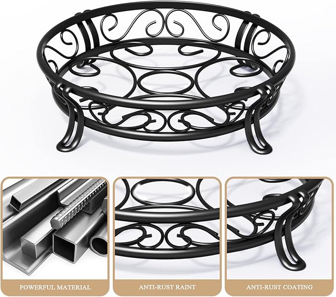 Yimobra Metal Plant Stand for Outdoor Indoor, Heavy Duty Flower Pots Holder Rustproof Wrought Iron Planter Stands Garden Round Supports Rack for Planter 9.5 Inches, Bronze Black