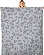 Throw Blanket for Couch, 300GSM Warm Soft Cozy Flannel Blanket, Cute Blanket for All Seasons Bedroom Home Decor Gifts, Luxury Grey Leopard 50x60 Inches
