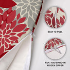 Red Christmas Pillow Covers 18X18 Inch Set of 2, Dahlia Flower Spring Summer Floral Cream Decorative Throw Pillow Covers Outdoor Modern Farmhouse Cushion Case for Home Couch Sofa Bed Decor