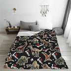 Dinosaur Throw Blanket Soft Flannel Blanket 60"x50" in Bed Blanket Home Decor for Room Sofa Couch All Season
