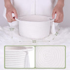 Small White Gift Basket Empty to Fill – SweetMemo Cute Decorative Woven Baskets with cellophane wrap for Kids, Baby Shower, Desk, Bathroom, Holiday Gifting – Mini Decor Cotton Rope Bin with Handles