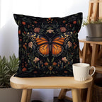 William Morris Abstract Vintage Floral Velvet Butterfly Design Throw Pillow Covers Home Decor, Retro Art Decor Pillowcase Cushion Cover for Bed Sofa Living Room, Square 18x18inch (Black-Butterfly)