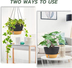 ZMTECH 12 Inch Hanging Planters for Indoor Plants, Large Self Watering Hanging Planter with Visible Water Level Window & Chain, Dark Gray Hanging Baskets for Outdoor Patio