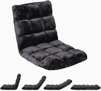 SUPER DEAL 14-Position Folding Floor Chair Gaming Sofa Cushioned Padded Reclining Bed Lounge Couch Seating for Comfy Reading, Reading, Gaming, Relaxing, Watching TV, Black