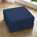MeMoreCool Square Floor Pillows for Adults Kids, 2 Sets Large Meditation Cushion with 5" Thick Foam and Washable Tufted Cover, 22 Inch Navy Seat Floor Cushions for Sitting and Yoga