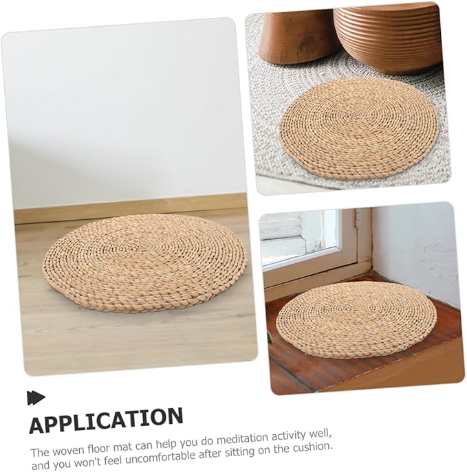 YARNOW Woven Floor Pillow Woven Seating Mat Meditation Cushion for Bedroom Rustic Decor