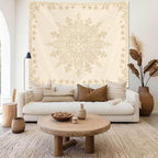 Apdidl Boho Mandala Floral Wall Tapestry for Bedroom Aesthetic, Bohemian Cute Flower Hippie Indian Beige Wall Hanging Blanket, Medallion Art Decor Tapestries for Teen Girls Living Room Dorm 51" X 60"