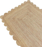 Weaving Cottage Scalloped Natural Jute Area Rug | Beige, 2X3 FT Handwoven Jute Doormat | Eco-Friendly, Durable, and Stylish | Perfect for Living Room, Bedroom, and Entryway