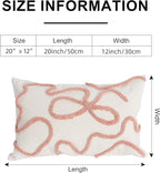 Pink Coquette Bow Throw Pillow Cover 12x 20, Boho Tufted Neutral Linen Pillow Cases Girls Bedroom Decor for Outdoor Couch Bedroom Car, Mauve
