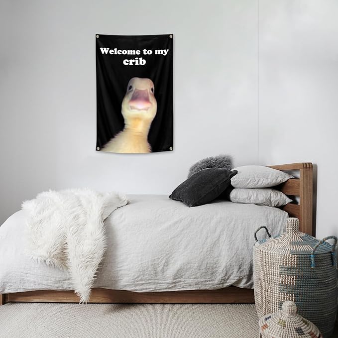 ILINJAU Welcome To My Crib Flag Funny Tapestry 2x3Ft Indoor Outdoor Wall Art Tapestry for Bedroom Teens Room Decoration Living Room Bedroom