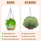 Amyhill 6 Pcs 8 Inch Hanging Planter for Indoor Plants Self Watering Hanging Pot Baskets with Drainage Hole Visible Water Level Tray with Hooks for Garden Outdoor(Green)