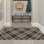 JTJ Vintage Outdoor Entrance Rugs 3x5 - Easy Jute Woven Rug for Indoor Area, Kitchen, Bedroom, Washable Low Pile Black and White Classic Decor