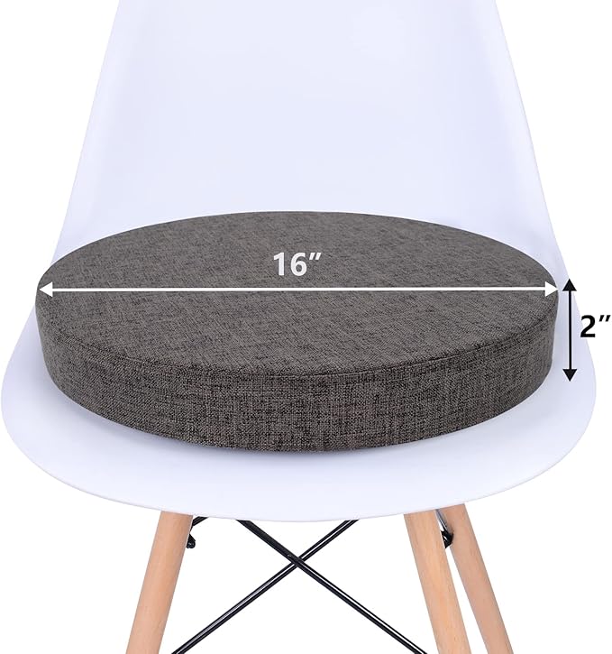 Tromlycs Round Chair Seat Cushion Pad 16 inch for Circle Stool Chairs Non Slip Decorative Foam Cushion Pillow, 1 Piece, 16 x 16 inches, Gray