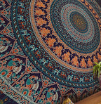 Popular Handicrafts Tapestry Wall Hanging Hippie Mandala Bohemian Hippy Psychedelic Design Indian Indian Magical Tapestries Bedspread 90 x 108 Inches (230cm x 270cm) Navy Blue - size: 108"L x 90"W