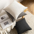 MIULEE Pack of 2 Decorative Burlap Linen Throw Pillow Covers Modern Farmhouse Vintage Pillowcase Rustic Woven Textured Cushion Cover for Sofa Couch Bed 18x18 Inch Black