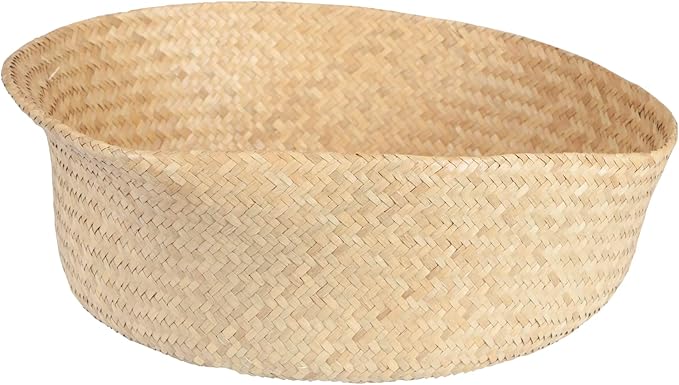 Large Beige Collapsible Seagrass Basket with Handles