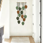 KHOYIME Vertical Macrame Wall Hanging Boho Home Decor, Long Narrow Chic Wall Art Bohemian Woven Leaves Tapestry Vintage Decorations for Front Door Indoor Entrance Living Room Bedroom 16.5"W x 37.5"L