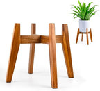 Acacia Wood Plant Stand for 9 Inch Pots, Mid Century Modern Indoor Plant Stand, Solid Hardwood, Non-Adjustable Flower Pot Holder for Home and Patio Décor