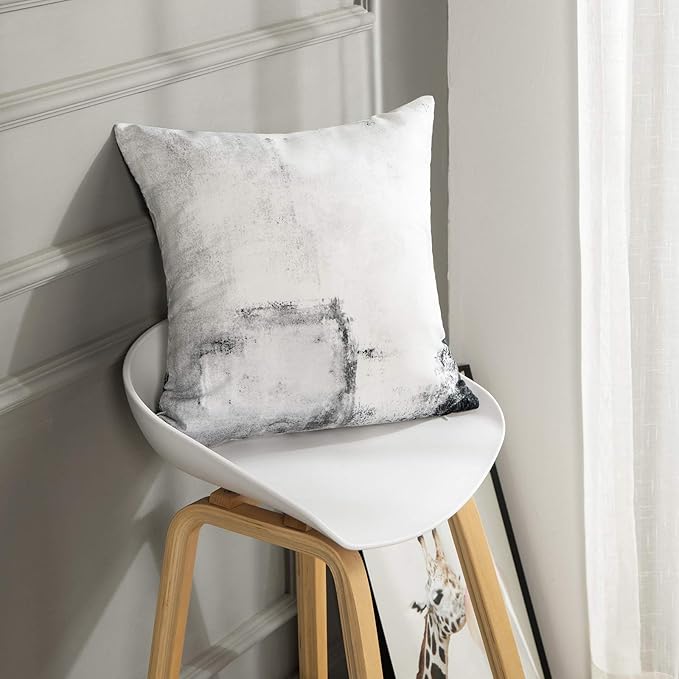 Britimes Throw Pillow Covers Modern Home Art Decor, 18 x 18 Inches Set of 2 Pillow Cases Decorative, Abstract Oil Painting Pillowcases for Bedroom, Living Room, Cushion Couch Sofa, Black White