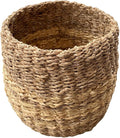 Small Seagrass Basket | Handwoven Natural Waste Bin for Garbage, Storage, or Holding Planters | Ideal for Bathroom, Bedroom, Office, or Under Desk Use (Seagrass)