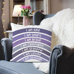 QIYUHOY Boho Rainbow Classroom Throw Pillow Covers, Book Center Calming Corner Playroom Decor Pillow Case, Purple Pillow Cover, I Am Kind Smart Brave Confidence 18x18 Inch(Purple)