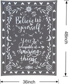 KJHL Motivational Black and White Classroom Tapestry 48" x 36" Vertical Boho Room Decor Positive Affirmations Inspirational Quote Aesthetic Tapestries Wall Hanging for Bedroom Dorm