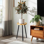Plant Stand Indoor, Wood Plant Table Plant Holder with Raised Design,Heavy Duty Metal Flower Pot Stand, Mid Century Modern Home Decor Small Side End Table（Clr.3-Flower 20" H）