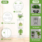 iDavosic.ly 3 Tier Tall Metal Plant Stand Indoor Outdoor, Wrought Iron Corner Flower Pot Holder Shelf, 34 Inch Vertical Display Rack for Patio Porch Living Room Garden, White