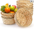 TOPZEA 10 Pack Round Gift Baskets, 8 Inch Natural Bamboo Woven Fruit Basket, Small Wicker Bread Roll Serving Basket, Food Storage Bin Handmade Baskets for Kitchen Restaurant Centerpiece Christmas
