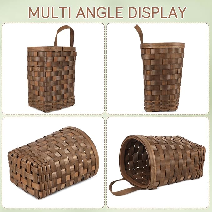 Mini Vintage Woven Wall Basket - Retro Flower & Kitchen Storage Hanging Holder for Small Sundries
