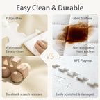 Foam Baby Play Mat: PU Leather Waterproof Kids Trifold Floor Playmat - Large Play Mat for Playpen Fodable Mattress Soft Toddler Mattress Infant Cushion for Preschool
