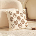 Jonhier Easter Throw Pillow Covers, Khaki Neutral Easter Egg Decorations with Tufted Embroidery, Boho Farmhouse Rustic Spring Indoor Decorative Pillows for Couch Sofa, 18x18 Inch, 1 PC