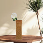 Natural Seaweed Weave Basket Handmade Rattan Vase Tall Plant Holder Container Bamboo Weaving Vase Flower Arranger Dried Flower Boho Home Decoration 11inch A