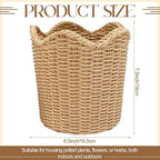 Weysat Scalloped Edge Basket Weave Pattern Planter Resin Plant Pot Holder Storage for Indoor Outdoor Planting Farmhouse Handmade Home Decor