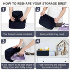 3-Pcs Shelf Baskets for Organizing, Closet Organizer Bins, Small Woven Baskets, Rope Toy Basket, Storage Basket for Shelves, Cube Decorative Box, 11.8×7.8×5.1”|Navy Blue