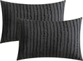 JELLYMONI Pillowcases Standard Size Black 2 Pack Boho Striped Bed Pillow Covers 20x26in Polyester Envelope Pillow Shams Tufted Bohemian Textured (Pillows are not Included)