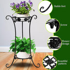 Yesland 2 Pcs Metal Plant Stand Indoor Outdoor, 2 Tier Black Iron Flower Plant Stand 26 Inches Detachable Tall Modern Plant Shelf Holder for Corner, Patio, Living Room, Garden