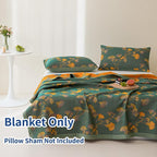 100% Cotton Jacquard Quilt Floral Ginkgo Leaves Print,Soft Muslin Bed Cover 3 Layers Reversible Bedspread Coverlet Breathable Lightweight Bedding,Twin(59"x94"), No Pillow Sham