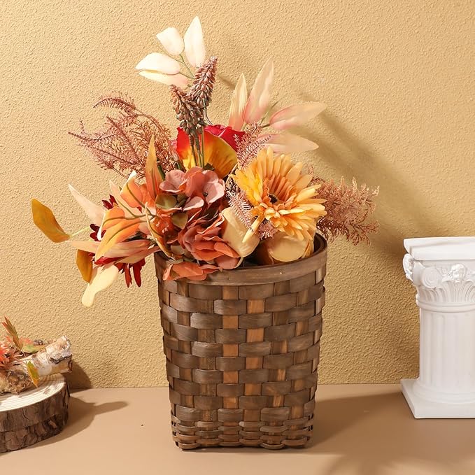 Mini Vintage Woven Wall Basket - Retro Flower & Kitchen Storage Hanging Holder for Small Sundries