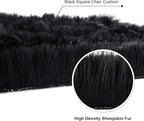 Softlife Black Faux Fur Sheepskin Chair Cover Seats Cushion Pad Super Soft Area Rugs for Living Bedroom Sofa Dorm (1.6ft x 1.6ft)