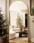 Antok 76" x34” Arched Full Length Floor Mirror, Gold Aluminum Frame, Free Standing/Wall Mount/Leaning for Bedroom, Living Room, Dressing Room